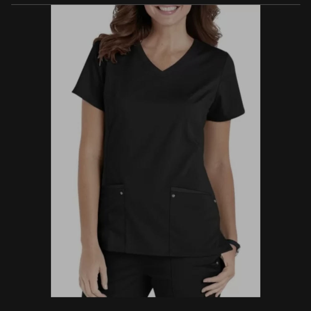 Purple label yoga by healing hands black scrub top